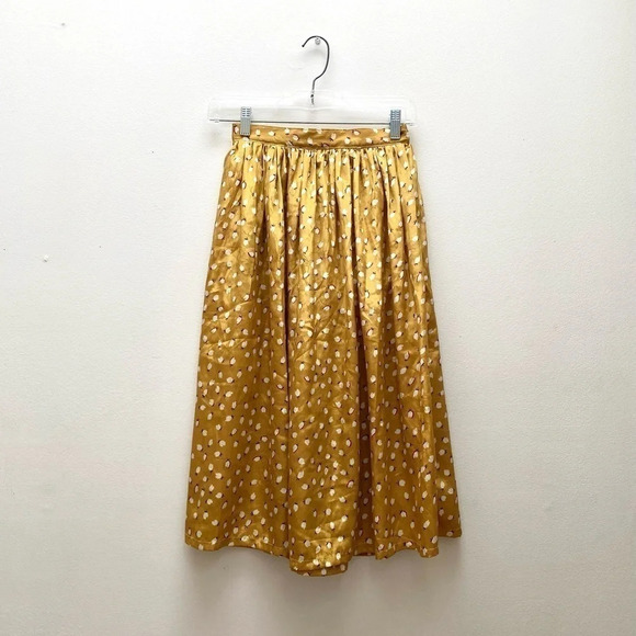 Vintage - Yellow Golden Leaf Pattern Skirt - Picture 2 of 7